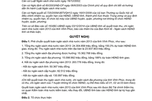 Nghị quyết 148/NQ-HĐND 2014 phê chuẩn tổng quyết toán ngân sách nhà nước 2013 Vĩnh Phúc