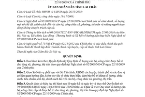 Quyết định 44/2014/QĐ-UBND số lượng cán bộ công chức cho xã phường thị trấn theo Nghị định 92/2009/NĐ-CP Lai Châu