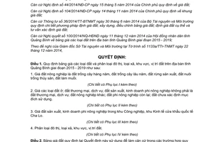Quyết định 36/2014/QĐ-UBND bảng giá đất phân loại đô thị xã khu vực vị trí đất tỉnh Quảng Bình 2015 2019
