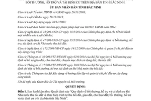 Quyết định 528/2014/QĐ-UBND bồi thường hỗ trợ tái định cư Nhà nước thu hồi đất tỉnh Bắc Ninh