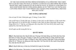 Quyết định 2389/QĐ-TTg 2014 xây dựng giai cấp công nhân Việt Nam công nghiệp hóa hiện đại hóa đất nước