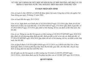 Quyết định 57/2014/QĐ-UBND bồi thường hỗ trợ tái định cư khi thu hồi đất tỉnh Phú Yên