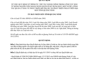 Quyết định 3333/2014/QĐ-UBND thủ tục hành chính lĩnh vực đầu tư bằng vốn ngoài ngân sách Quảng Ninh