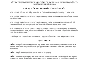 Quyết định 3691/QĐ-UBND thủ tục hành chính thuộc thẩm quyền giải quyết sở tài chính Khánh Hòa 2014