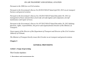Circular 81/2014/TT-BGTVT air transport general aviation