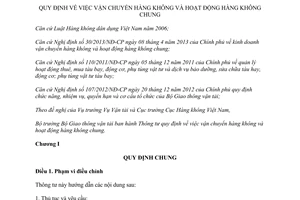 Thông tư 81/2014/TT-BGTVT vận chuyển hàng không hoạt động hàng không dân dụng