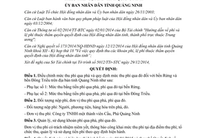 Quyết định 3290/2014/QĐ-UBND thu phí qua phà đò tại bến Rừng bến Đông Triều Quảng Ninh