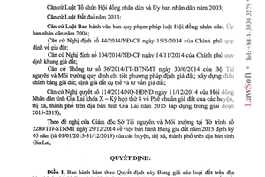 Quyết định 41/2014/QĐ-UBND Bảng giá đất thành phố Pleiku Gia Lai giai đoạn 2015 2019