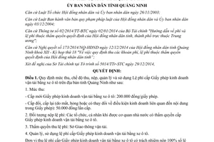 Quyết định 3291/2014/QĐ-UBND thu lệ phí cấp Giấy phép kinh doanh vận tải bằng xe ô tô Quảng Ninh
