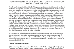 Chỉ thị 24/2014/CT-UBND tăng cường công tác quản lý nhà nước về tài nguyên nước Bình Phước