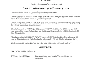 Quyết định 3550/QĐ-TCĐBVN 2014 Tiêu chuẩn cơ sở TCCS 08:2014/TCĐBVN bê tông nhựa nguội