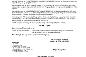 Quyết định 3544/QĐ-TCĐBVN 2014 công bố Tiêu chuẩn cơ sở Tổng cục Đường bộ Việt Nam