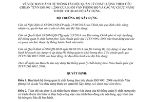 Quyết định 1561/QĐ-BXD 2014 hệ thống tài liệu quản lý chất lượng theo ISO 9001:2008