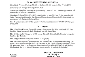 Quyết định 4304/QĐ-UBND 2014 tiếp nhận trả kết quả thủ tục hành chính đất đai Quảng Nam