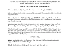 Quyết định 3072/2014/QĐ-UBND quản lý hoạt động đối ngoại Hải Phòng