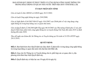 Quyết định 46/2014/QĐ-UBND ứng dụng công nghệ thông tin trong cơ quan nhà nước Đắk Lắk