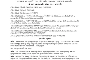 Quyết định 58/2014/QĐ-UBND đính chính 56/2014/QĐ-UBND đơn giá bồi thường cây trồng Thái Nguyên