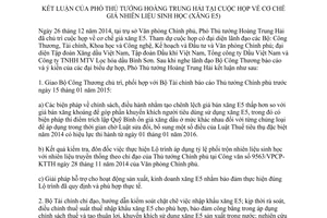 Thông báo 481/TB-VPCP năm 2014 kết luận cuộc họp cơ chế giá nhiên liệu sinh học xăng E5