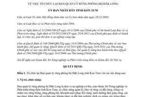 Quyết định 85/2014/QĐ-UBND tổ chức lại Ban quản lý rừng phòng hộ Đăk Long Kon Tum