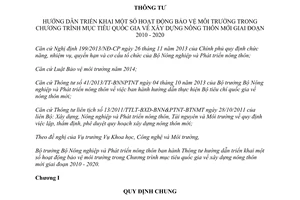Thông tư 55/2014/TT-BNNPTNT bảo vệ môi trường Chương trình quốc gia xây dựng nông thôn mới