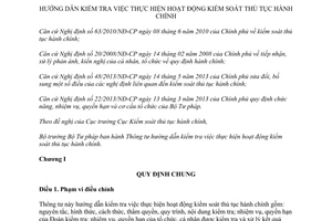 Thông tư 25/2014/TT-BTP hướng dẫn kiểm tra kiểm soát thủ tục hành chính