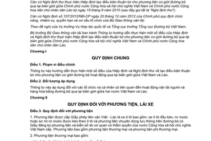 Thông tư 88/2014/TT-BGTVT thực hiện Hiệp định phương tiện cơ giới đường bộ Việt Nam Lào