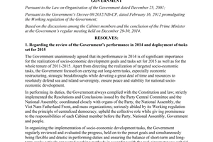 Resolution No. 101/NQ-CP The Government’s regular meeting December 2014