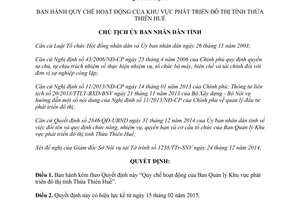 Quyết định 2847/QĐ-UBND 2014 Ban Quản lý Khu vực phát triển đô thị tỉnh Thừa Thiên Huế
