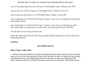 Thông tư 46/2014/TT-NHNN hướng dẫn dịch vụ thanh toán không dùng tiền mặt