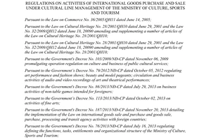 Circular No. 28/2014/TT-BVHTTDL regulations on activities of international goods purchase and sale