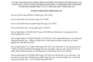 Quyết định 63/2014/QĐ-UBND hỗ trợ nâng cao chất lượng đổi mới công nghệ doanh nghiệp Long An