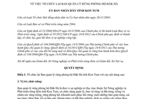 Quyết định 86/2014/QĐ-UBND tổ chức lại Ban quản lý rừng phòng hộ Đăk Hà Kon Tum