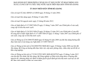 Quyết định 27/2014/QĐ-UBND quản lý nhà nước về sản xuất cung cấp tiêu thụ nước sạch Hà Giang