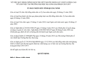 Quyết định 3427/2014/QĐ-UBND thu hút nhân lực chất lượng cao làm việc 2015 2017 Quảng Ninh
