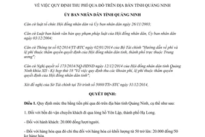 Quyết định 3362/2014/QĐ-UBND mức thu phí qua đò Quảng Ninh