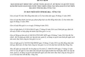 Quyết định 67/2014/QĐ-UBND quyết toán ngân sách nhà nước thực hiện hòa giải ở cơ sở Bà Rịa Vũng Tàu