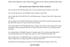 Quyết định 2290/QĐ-UBND phê duyệt nhiệm vụ quy hoạch xây dựng vùng 2030 Cao Bằng 2014