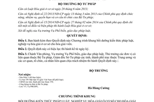 Quyết định 4077/QĐ-BTP 2014 Khung bồi dưỡng kiến thức pháp luật nghiệp vụ hòa giải cơ sở