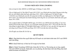 Quyết định 2899/QĐ-UBND Kế hoạch cải cách hành chính Lâm Đồng 2015 2014