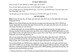 Quyết định 65/2014/QĐ-UBND giao dự toán thu chi Ngân sách nhà nước Vĩnh Phúc 2015