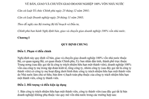 Nghị định 128/2014/NĐ-CP bán giao chuyển giao doanh nghiệp 100% vốn nhà nước