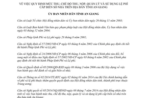 Quyết định 46/2014/QĐ-UBND mức thu chế độ thu nộp quản lý sử dụng lệ phí cấp biển số nhà An Giang