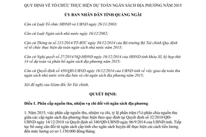 Quyết định 494/QĐ-UBND tổ chức thực hiện dự toán ngân sách địa phương Quảng Ngãi 2015 2014