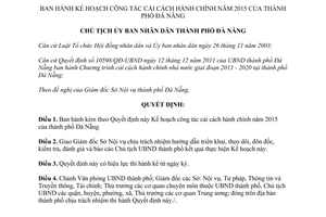 Quyết định 9754/QĐ-UBND kế hoạch công tác cải cách hành chính Đà Nẵng 2015 2014