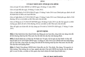 Quyết định 37/2014/QĐ-UBND Bảng giá các loại nhà công trình xây dựng Quảng Bình