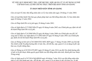 Quyết định 49/2014/QĐ-UBND mức thu quản lý sử dụng lệ phí cấp bản sao chứng thực An Giang