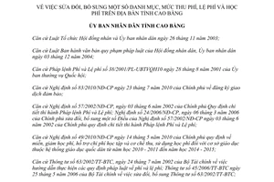 Quyết định 55/2014/QĐ-UBND sửa đổi danh mục mức thu phí lệ phí học phí Cao Bằng