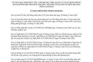 Quyết định 54/2014/QĐ-UBND mức thu nộp quản lý sử dụng phí sử dụng đường bộ Cao Bằng