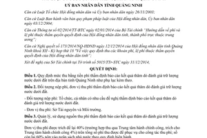Quyết định 3390/2014/QĐ-UBND phí thẩm định báo cáo kết quả thăm dò trữ lượng nước Quảng Ninh