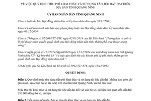 Quyết định 3386/2014/QĐ-UBND quy định thu phí khai thác sử dụng tài liệu đất đai Quảng Ninh
